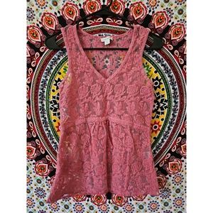 Sundance Rose Pink Lace Floral Tank Top Womens XS